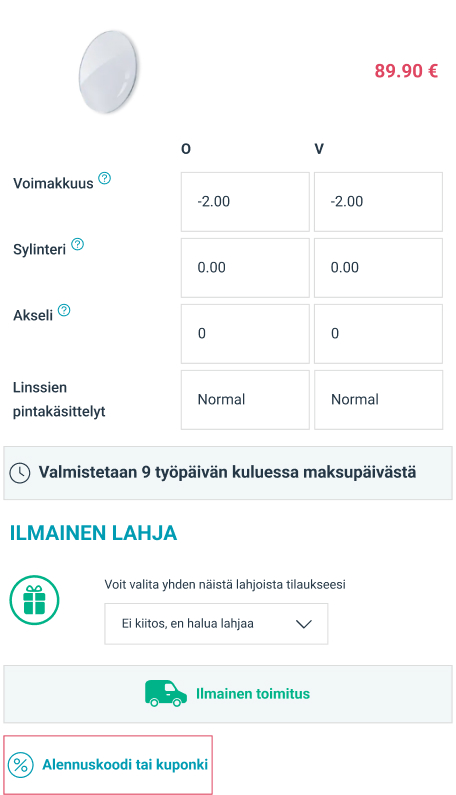 Discount voucher for uploading your glasses prescription